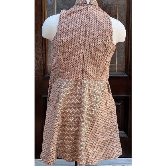One of Kind Handmade Bamboo Wood Pattern Keyhole Front Fit and Flare Dress: Man - Picture 3 of 4